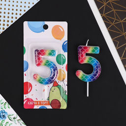 Свеча в торт цифра 5, разноцветная - Страна карнавалия фото 2
