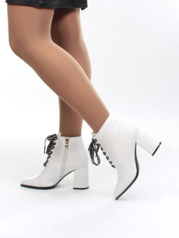 01-B087B-360D WHITE Ботинки демисезонные женские (натуральная кожа, байка)