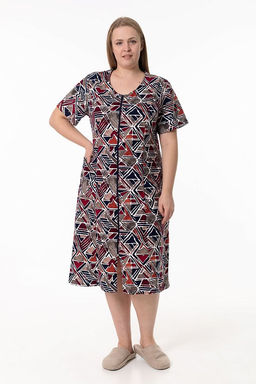 Халат на молнии М31430кс коричневый/синий