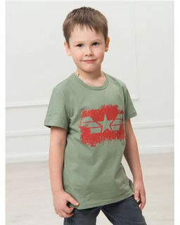 Футболка д/м принт "Звезда Авиатор", цвет св. Фисташковый, 100% х/б