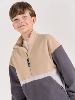 Олимпийка флисовая Колор блок Графит/Беж 7+ - Bungly фото 8