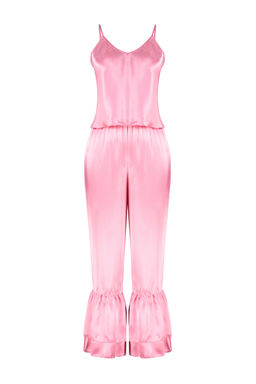 Trendyolmilla Pembe Volan Detayl? Ip Ask?l? Kapri Saten Dokuma Pijama Tak?m? THMSS24PT00014  фото 7