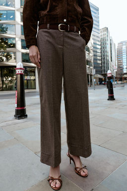 HERRINGBONE TROUSERS WITH BELT - Zara фото 11