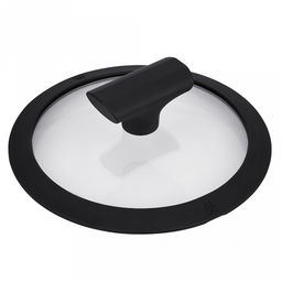 Крышка стеклянная д26см Moderno h6,5см, силиконовый обод, пароотвод, бакелитовая ручка с покрытием soft-touch, Regent (Китай)