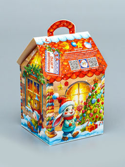 Цена за 3 шт. Подарочная новогодняя коробка Карамельный, домик, 12?12?19 см - Simaland фото 3