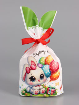 Цена за 50 шт. Пакет полиэтиленовый подарочный с ушками "Зайчата", 13 х 23±1 см