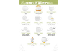 Подставка сервировочная для ч/п 12*9*8 см 300 мл "Чайник" "Веточки-цветочки", фарфор