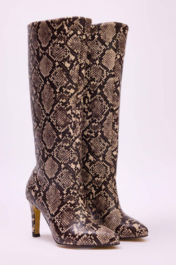 Cok Renkli Animal Desenli Kad?n 9,5 cm Topuklu Cizme TAKAW26CZ00034