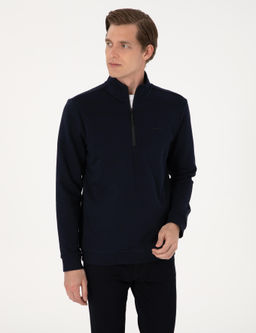 Lacivert 3 _plik Regular Fit Fermuarl_ Dik Yaka Basic Sweatshirt - Pierre cardin фото 3