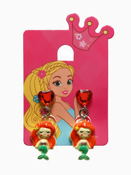 Цена за 2 шт. Серьги-клипсы детские Выбражулька русалочка с сердцем кристалл, цветные фото 4