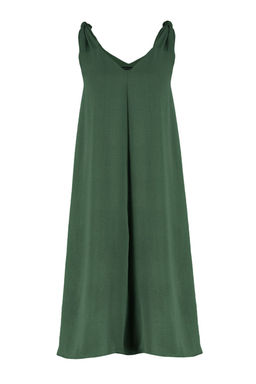 TRENDYOLMILLA Yesil Rahat Kesim V Yaka Midi Dokuma Elbise TWOSS23EL00882 фото 7