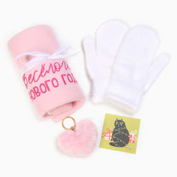 Новогодний подарочный набор «Весёлого Нового года» плед и аксессуары