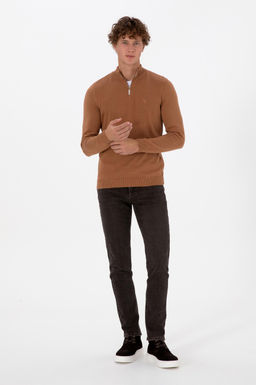 Джинсы коричневые slim fit из хлопка