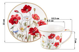 Чайн. наб. 12 пр. 270 мл Маки NEW BONE CHINA