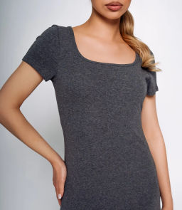 Платье #КТ68012, тёмно-серый меланж