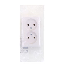 Цена за 2 шт. Розетка двойная SE «Хит», 16 А, 250 В, накладная, без з/к, IP20, белая, RA16-237-B