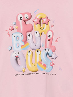 Bisiklet Yaka Bask?l? K?sa Kollu K?z ?ocuk Ti??rt - Waikiki фото 2