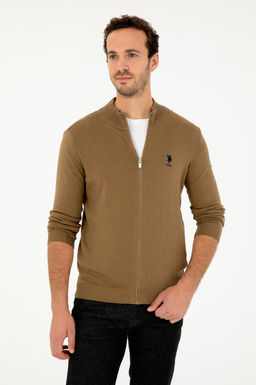 Мужской базовый трикотажный кардиган цвета хаки - U.s. polo assn фото 3