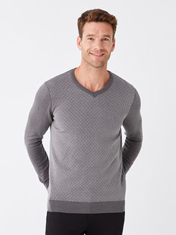 V Yaka Uzun Kollu Erkek Triko Kazak