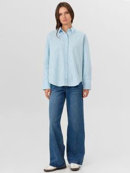 Рубашка женская голубая в полоску - Mark formelle фото 3