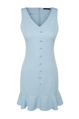 TRENDYOLMILLA Nar Cicegi A-Kesim Volanl? Dugme Detayl? Mini Dokuma Elbise TWOSS23EL02259  фото 18