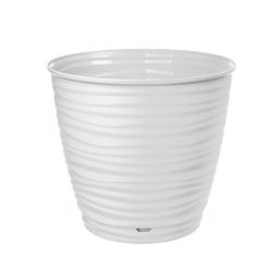 Цена за 2 шт. Горшок для цветов пластиковый 1,5л d-14,6см "Saffron" с поддоном белый