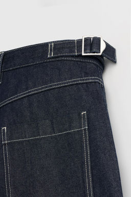BELTED BAGGY FIT DENIM BERMUDA SHORTS - Zara фото 20