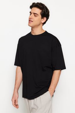 TRENDYOL MAN Siyah Oversize/Genis Kesim Sanatsal S?rt Bask?l? Orme T-Shirt TMNSS23TS00151 - Trendyolmilla фото 9