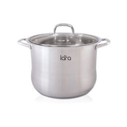 Кастрюля LARA (нерж) 26x19см, 10л, капсулир индукц дно, стекл крышка (LR02-42)