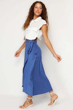 TRENDYOLMILLA Camel Kruvaze Kapama Baglama Detayl? Midi Dokuma Etek TWOSS24ET00052 фото 3