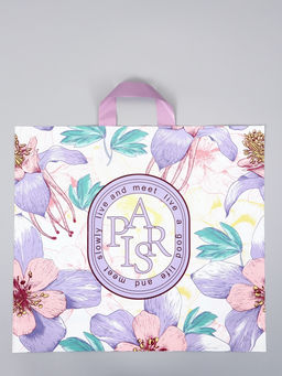 Цена за 50 шт. Пакет с петлевой ручкой "Цветочный" 45 х 40 х 8 см, 60 мкм