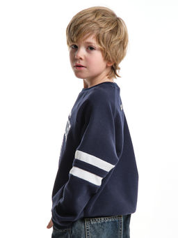 Толстовка детская с принтом хлопок подростковая 33-7502 т.синий - Mini maxi фото 7