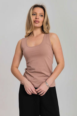 Майка из кулирки с лайкрой М326013к какао - Елена фото 3