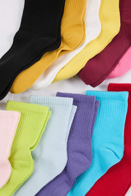 Cok Renkli 12li Duz Jakar Orme Corap THMSS26CO00018