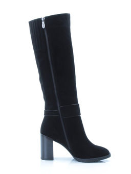 02-DL17-57 BLACK Сапоги зимние женские (натуральная замша, натуральный мех) - Фабричный китай фото 10