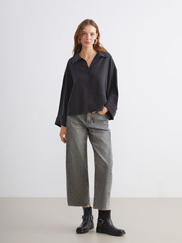 Oversize Modal Kar???ml? Kad?n G?mlek