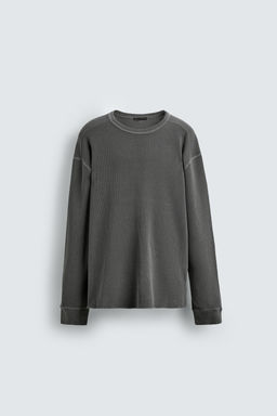 WASHED WAFFLE-KNIT T-SHIRT