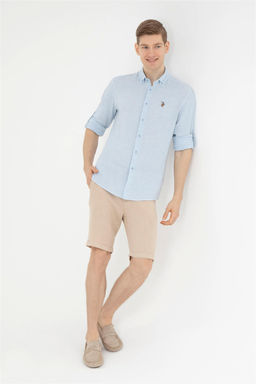Мужская голубая рубашка с длинным рукавом - U.s. polo assn фото 4