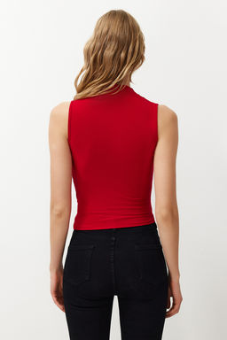 K?rm?z? S?f?r Kol Buzgulu Vucuda Oturan Esnek Orme Bluz TWOSS24BZ00486