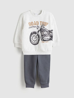 Bask?l? Erkek ?ocuk Sweatshirt ve E?ofman Alt?