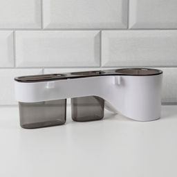 Органайзер настенный, 3 секции, с клеевыми крючками, 28.7×10.5×8.5 см, коричневый, белый