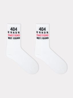Цена за 5 пар! Носки женские белые с рисунком в виде надписи "404 ERROR EMOTIONS NOT FOUND" белый 217K-2691