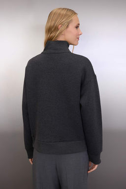 Antrasit Oversize/Genis Kal?p Fermuarl? Tas Isleme Detayl? Kal?n Orme Sweatshirt TWOAW26SW00040 - Trendyolmilla фото 4