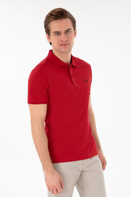 Erkek Slim Fit Polo Yaka K_rm_z_ Basic Ti__rt Sepette S_rpriz _ndirim