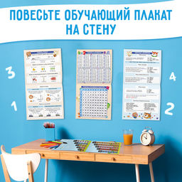 Цена за 6 шт. Обучающие плакаты «Математика», 20 стр.