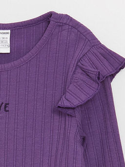 Bisiklet Yaka Uzun Kollu Bask?l? K?z Bebek Sweatshirt ve Tayt 2li Tak?m