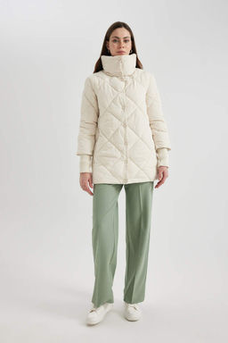 Водонепроницаемая стеганая куртка-пуховик с воротником-стойкой - Defacto фото 2