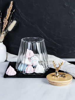 Банка для сыпучих бамбуковая крышка с фигуркой 800 мл 13х11 см / 7606 /уп 48/ новогодняя