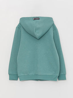 Kap??onlu Bask?l? Uzun Kollu Erkek ?ocuk Fermuarl? Sweatshirt - Waikiki фото 3