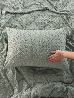 Постельное бельё 1.5 спальное, Тафтинг квадрат, ручная работа, 143?215 см,150?230 см,50?70 см-2 шт., зелёное, 110 г/м? - Lovelife фото 3